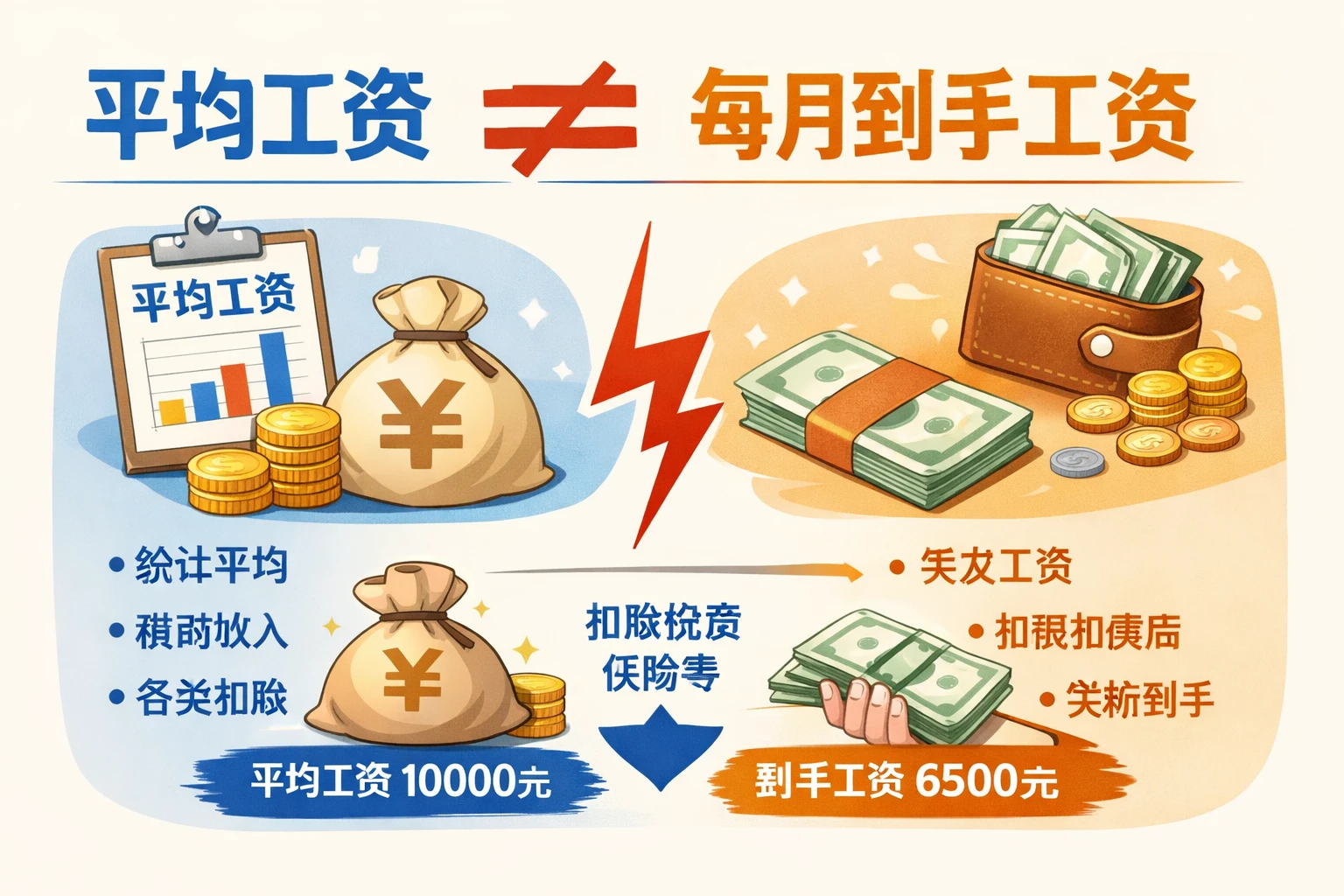 平均工资不等于每月到手工资