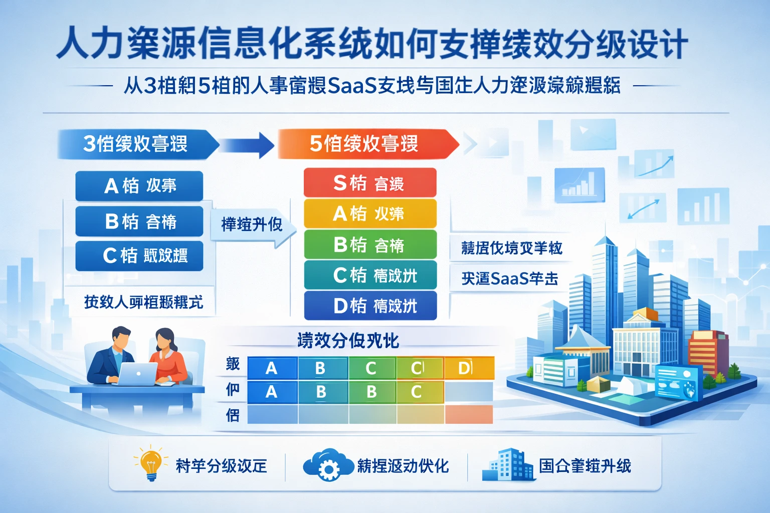 人力资源信息化系统如何支撑绩效分级设计：从3档到5档的人事管理SaaS实践与国企人力资源系统思路