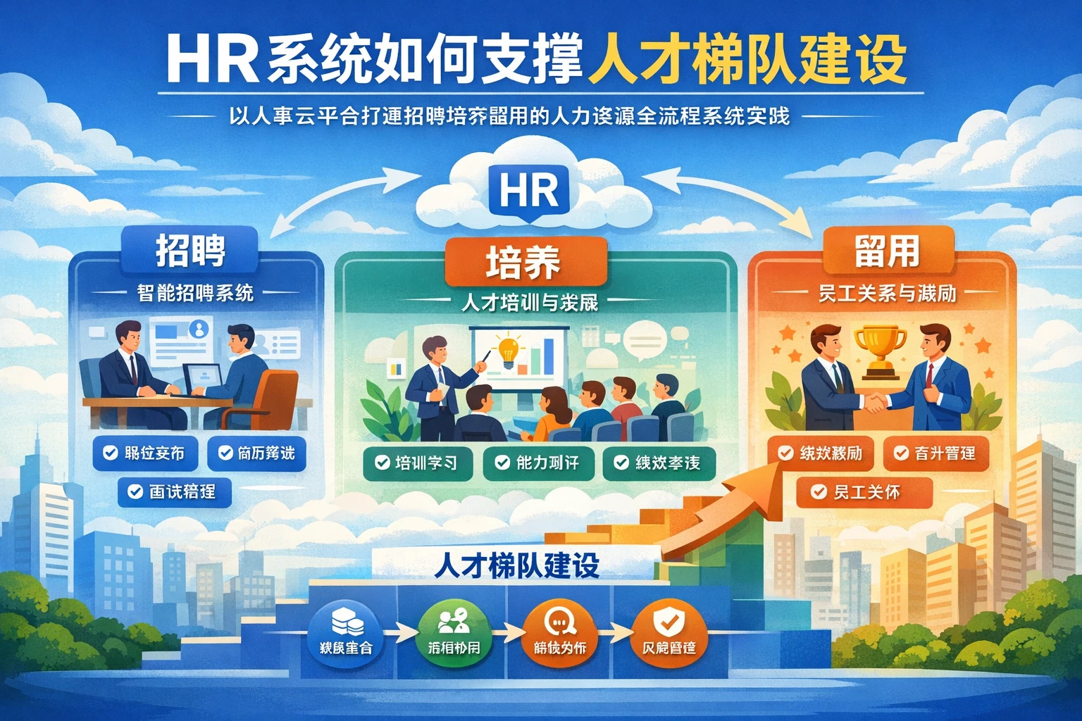 HR系统如何支撑人才梯队建设:以人事云平台打通招聘培养留用的人力资源全流程系统实践
