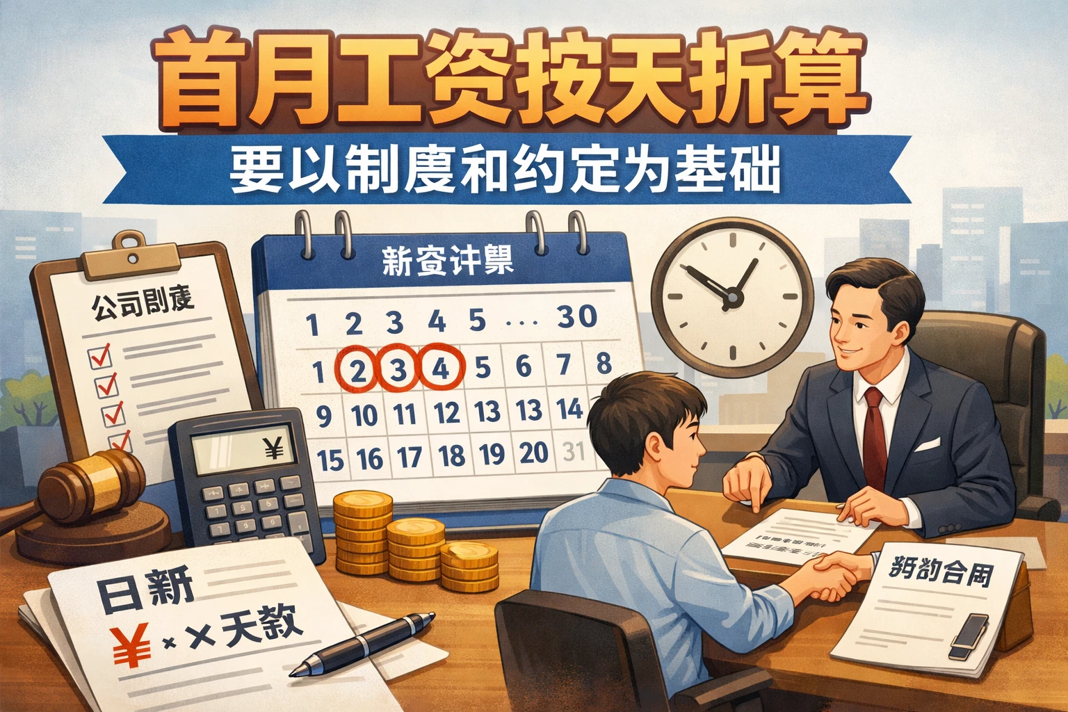 首月工资按天折算,要以制度和约定为基础