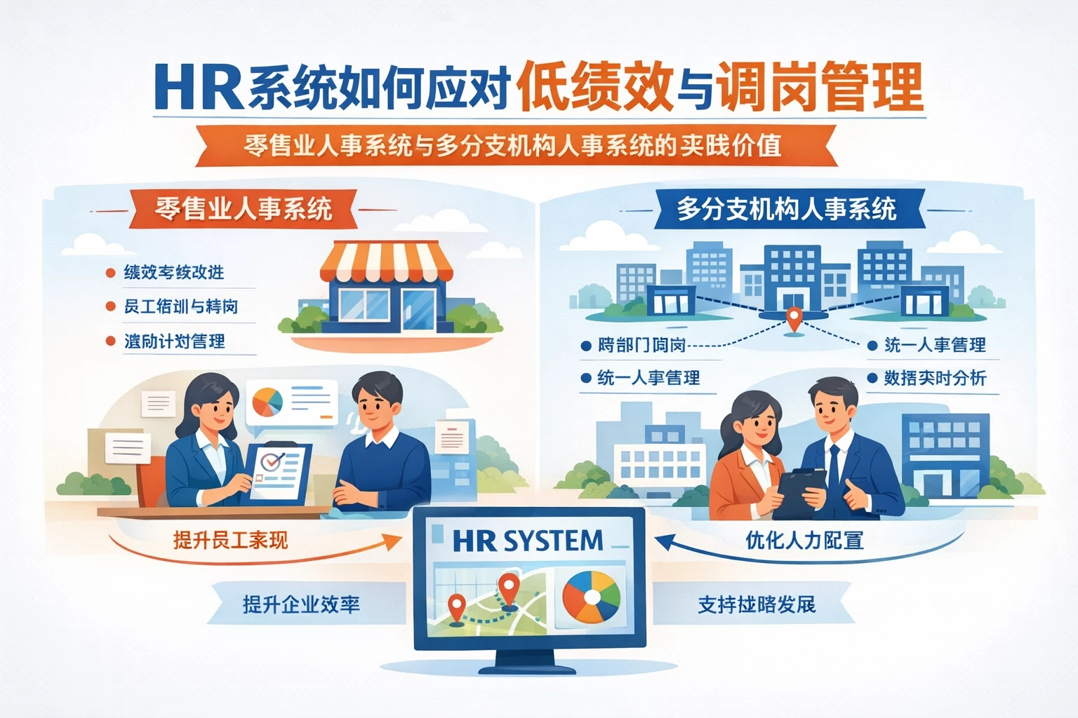 HR系统如何应对低绩效与调岗管理：零售业人事系统与多分支机构人事系统的实践价值