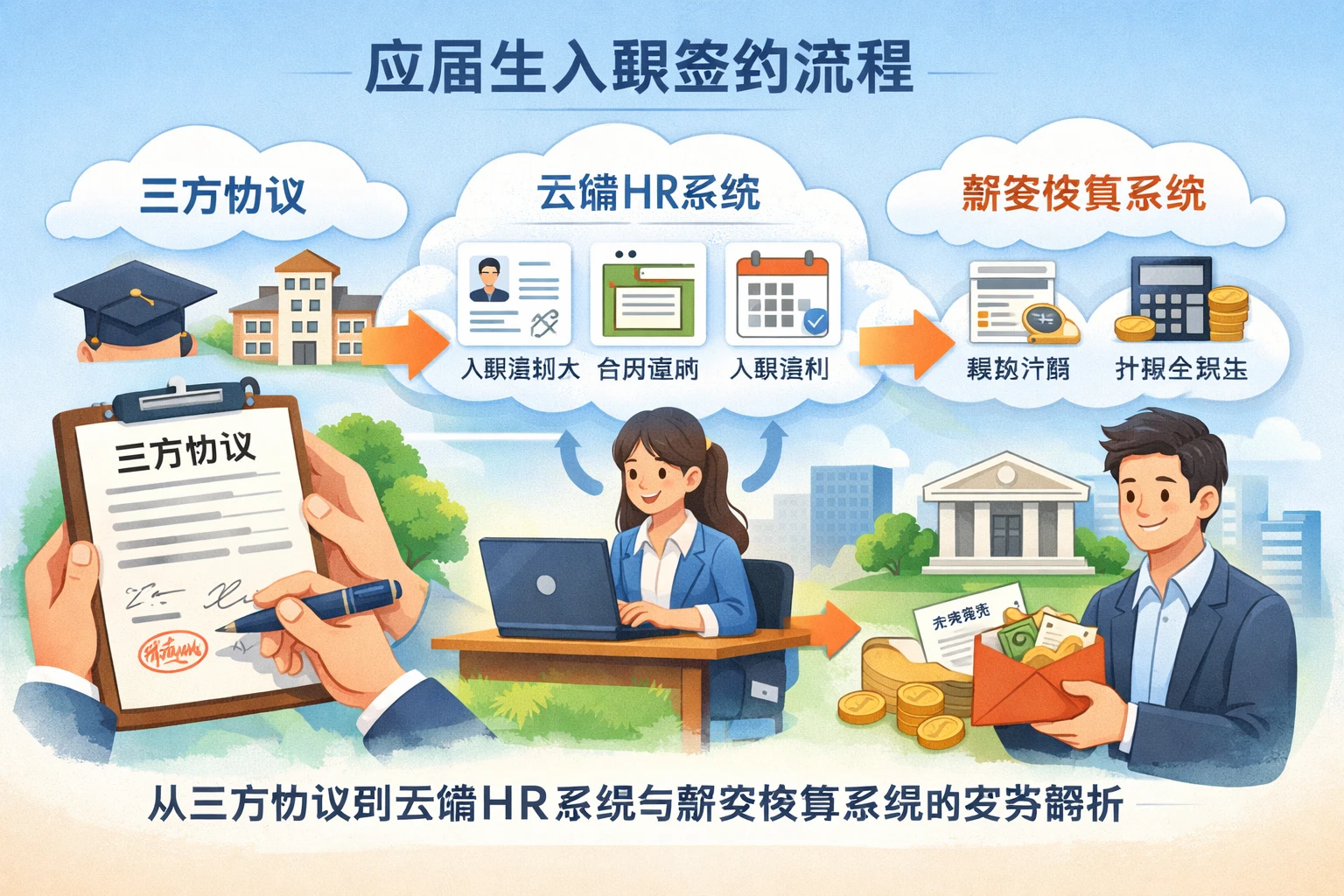 人力资源系统如何处理应届生入职签约:从三方协议到云端HR系统与薪资核算系统的实务解析
