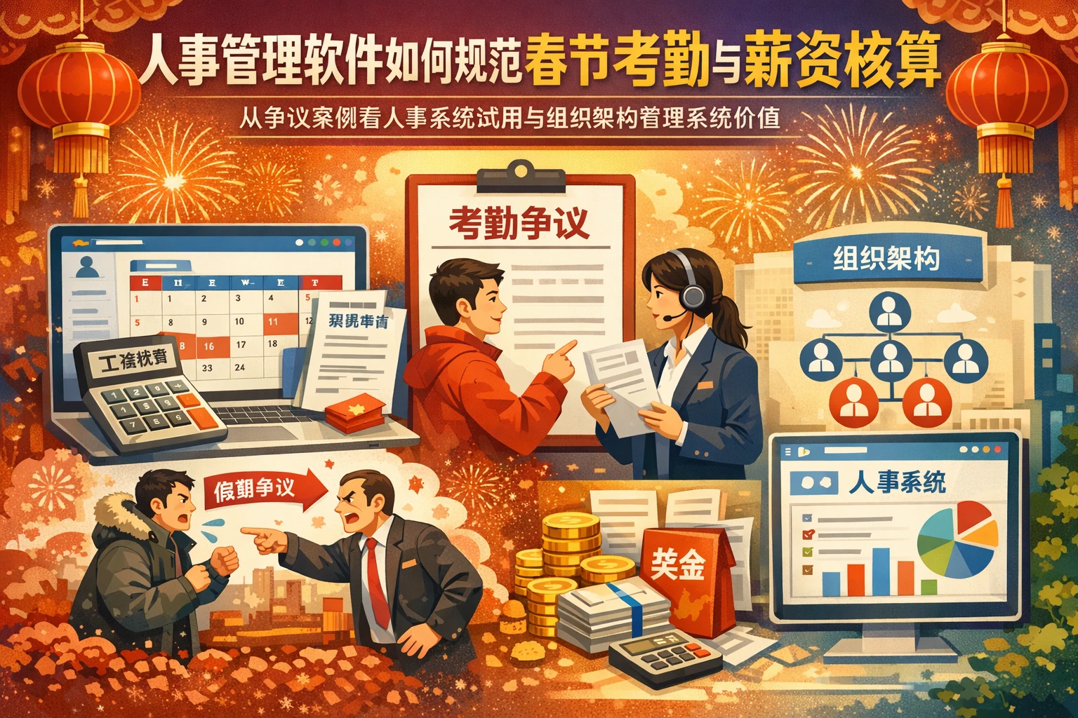 人事管理软件如何规范春节考勤与薪资核算:从争议案例看人事系统试用与组织架构管理系统价值
