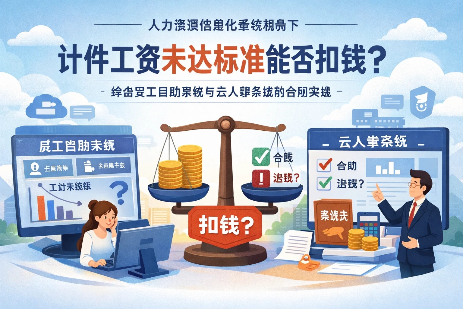 人力资源信息化系统视角下，计件工资未达标准能否扣钱？结合员工自助系统与云人事系统的合规实践