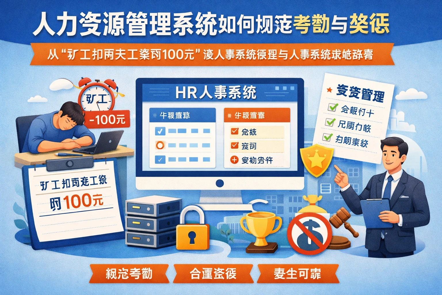 人力资源管理系统如何规范考勤与奖惩：从“旷工扣两天工资罚100元”谈人事系统选型与人事系统本地部署