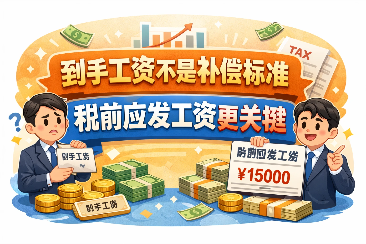 到手工资不是补偿标准，税前应发工资更关键