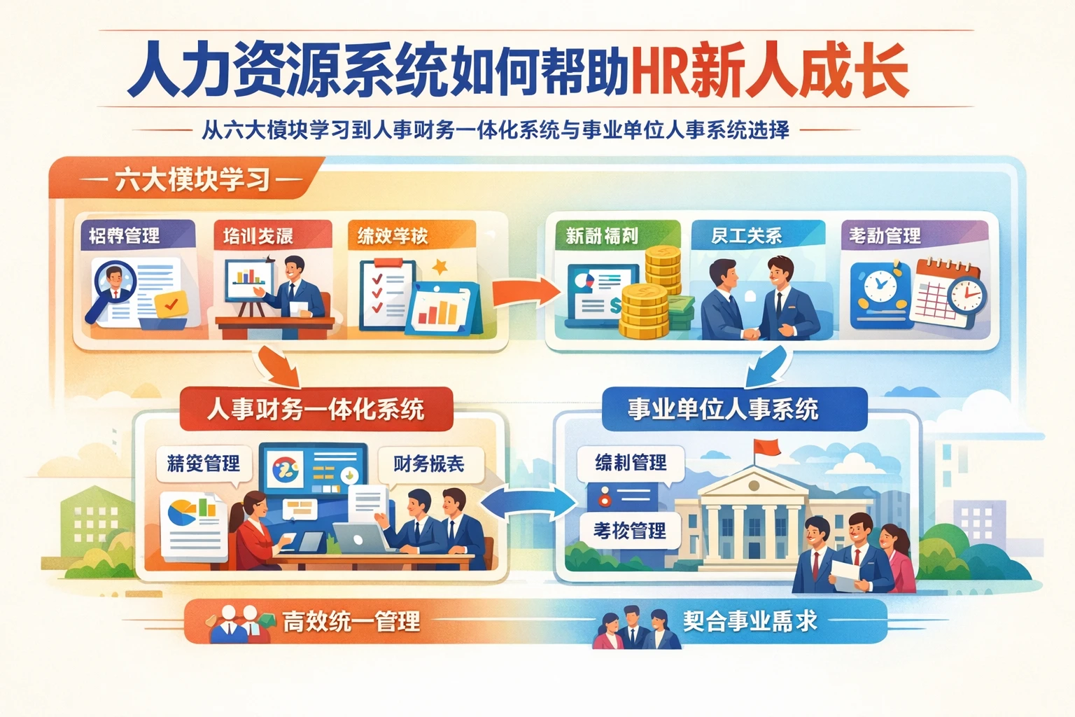 人力资源系统如何帮助HR新人成长:从六大模块学习到人事财务一体化系统与事业单位人事系统选择