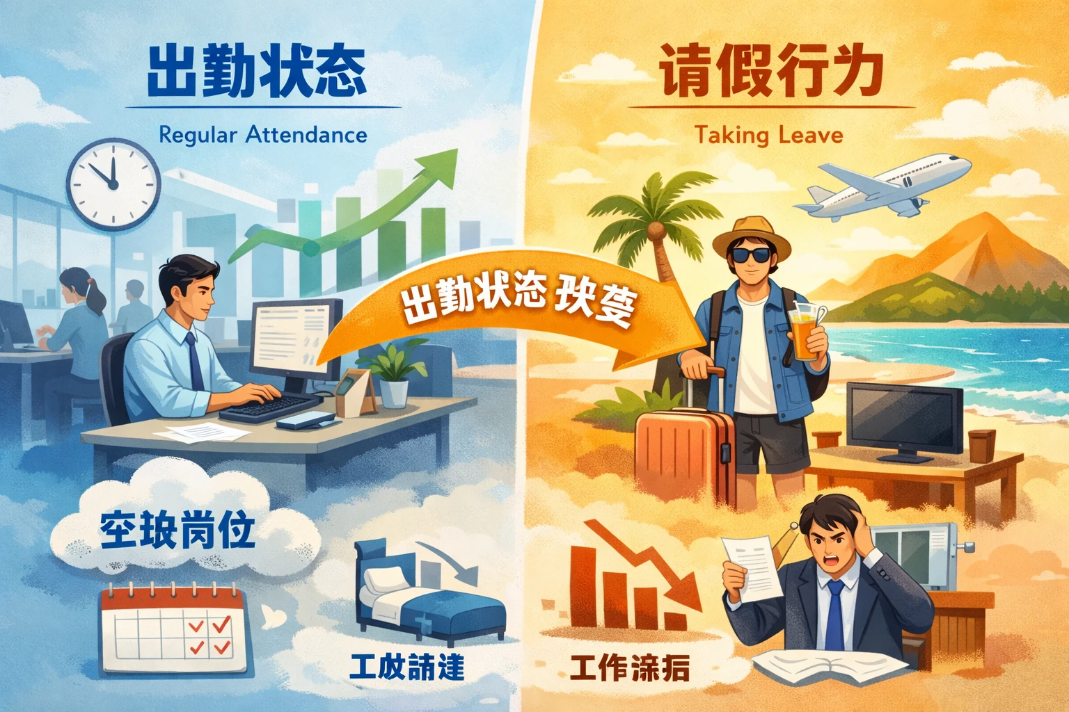 请假行为改变了原本的出勤状态