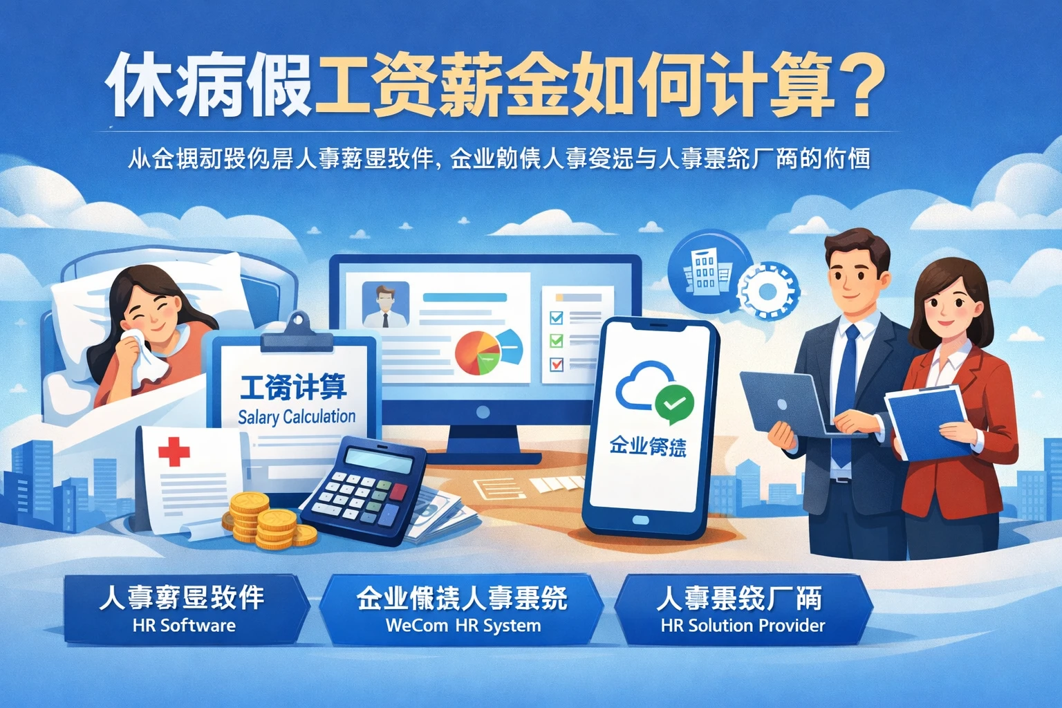休病假工资薪金如何计算?从合规到落地看人事管理软件、企业微信人事系统与人事系统厂商的价值