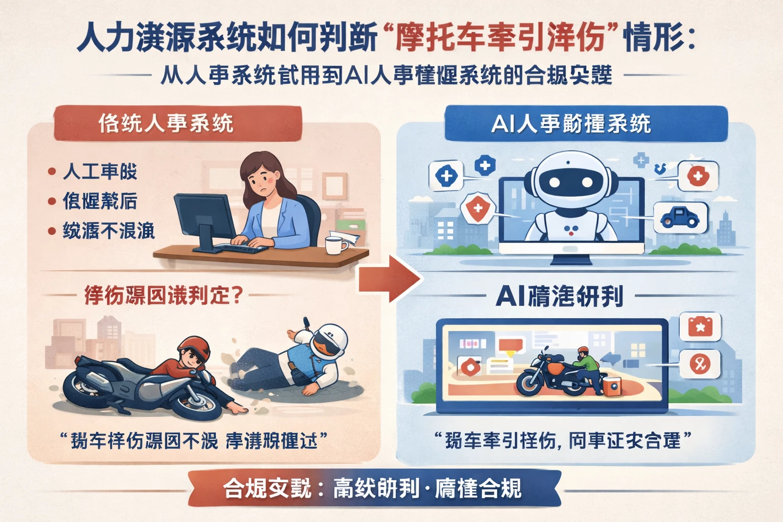 人力资源系统如何判断“摩托车牵引摔伤”情形：从人事系统试用到AI人事管理系统的合规实践