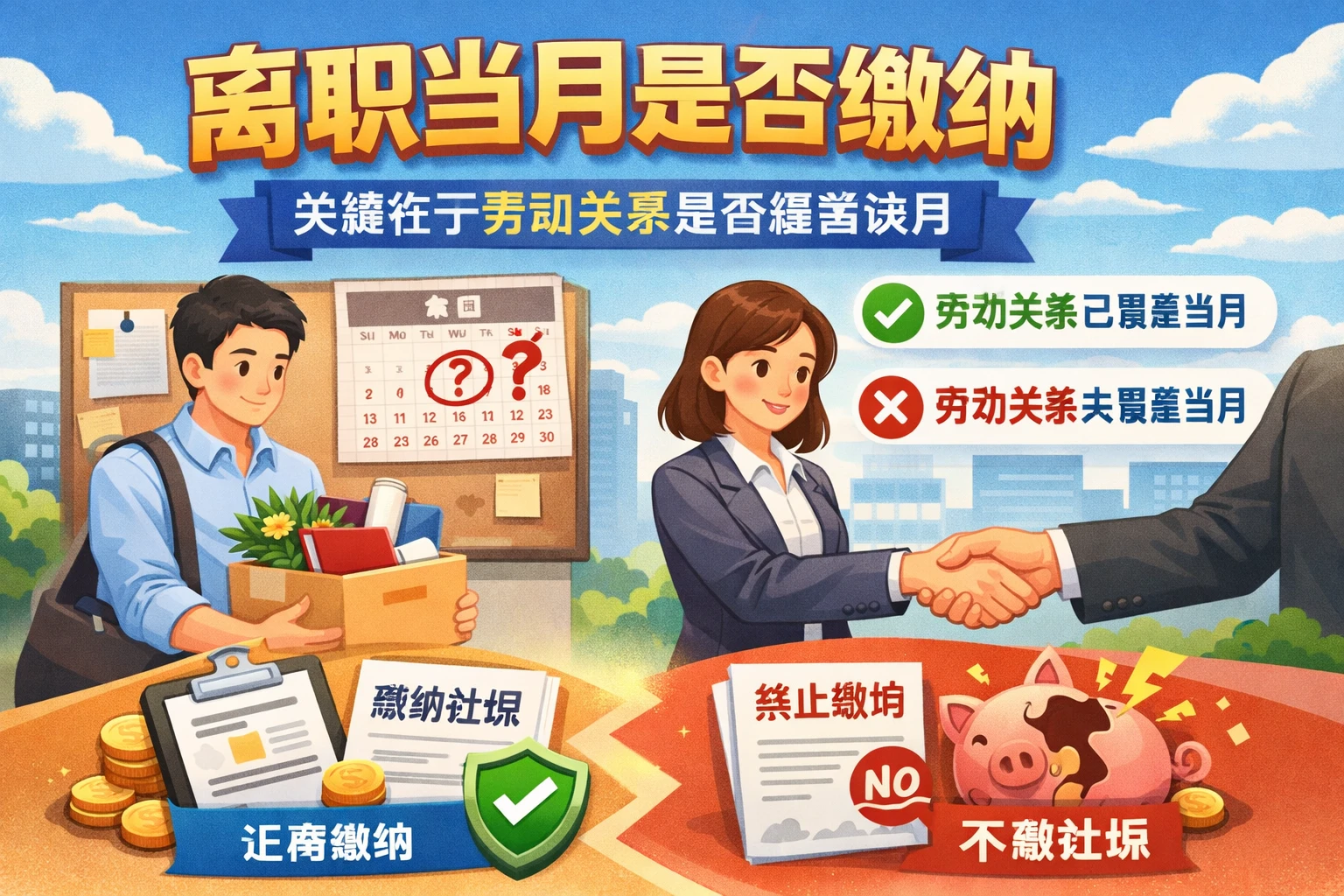 离职当月是否缴纳，关键在于劳动关系是否覆盖该月