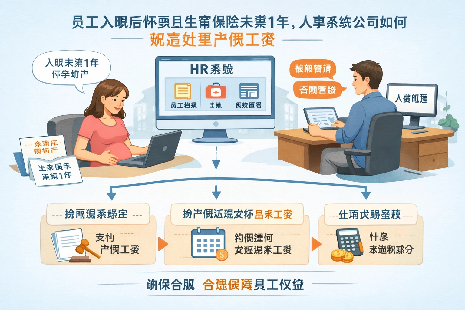 人力资源软件与招聘管理系统场景下，员工入职后怀孕且生育保险未满1年，人事系统公司如何规范处理产假工资