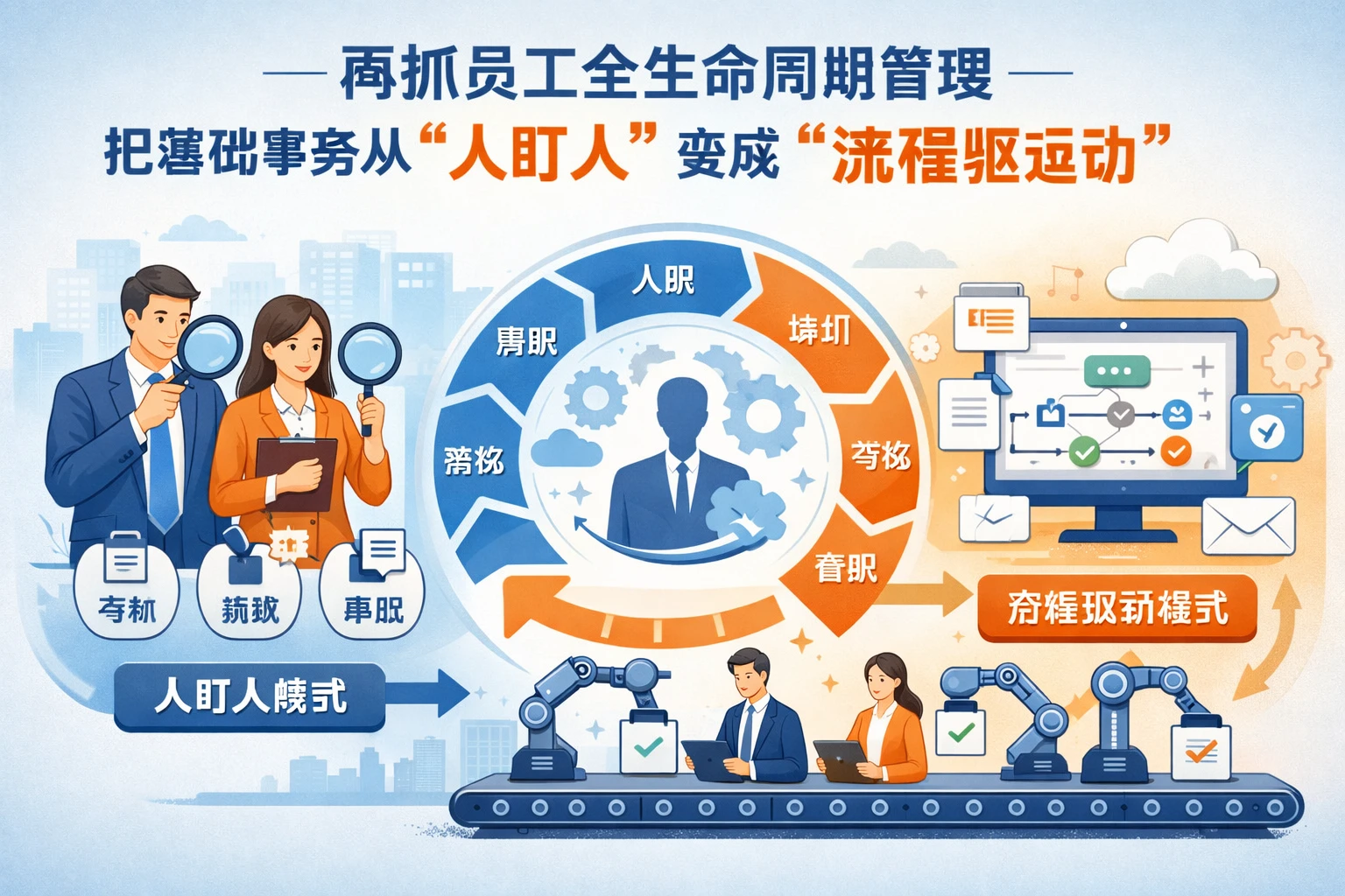 再抓员工全生命周期管理，把基础事务从“人盯人”变成“流程驱动”