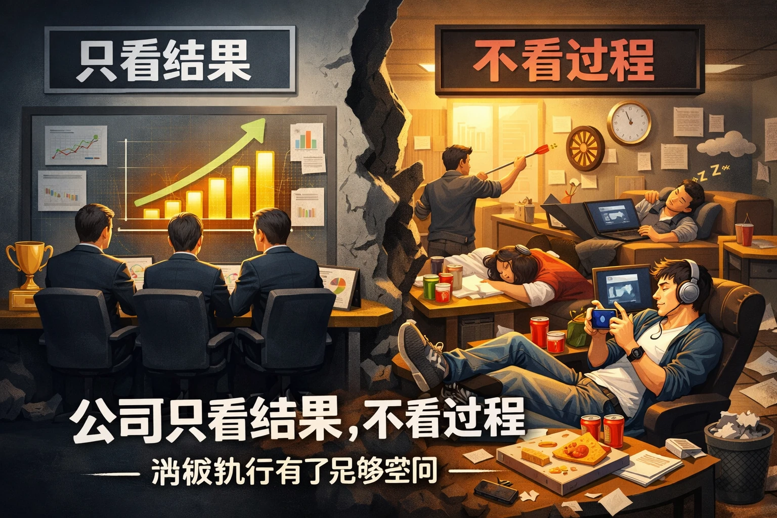 公司只看结果，不看过程，给了消极执行足够空间