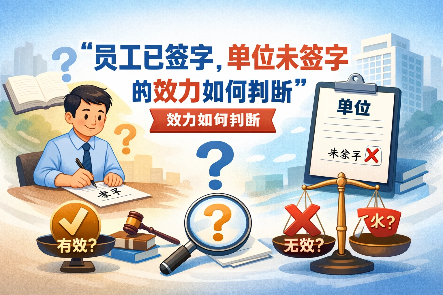 员工已签字，单位未签字的效力如何判断