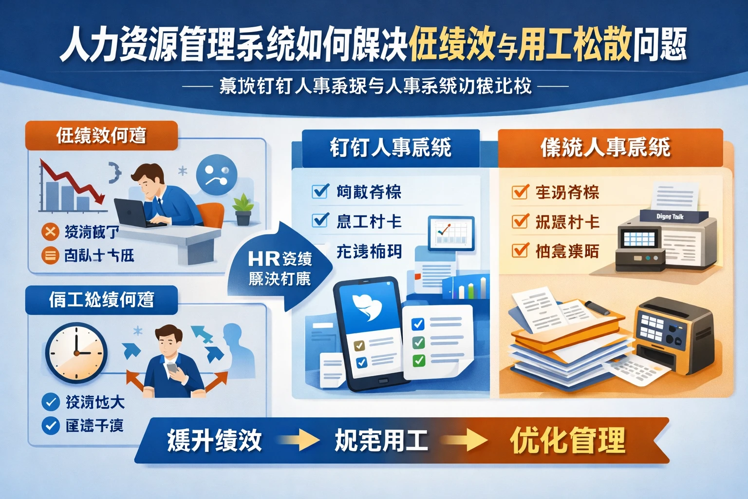 人力资源管理系统如何解决低绩效与用工松散问题——兼谈钉钉人事系统与人事系统功能比较