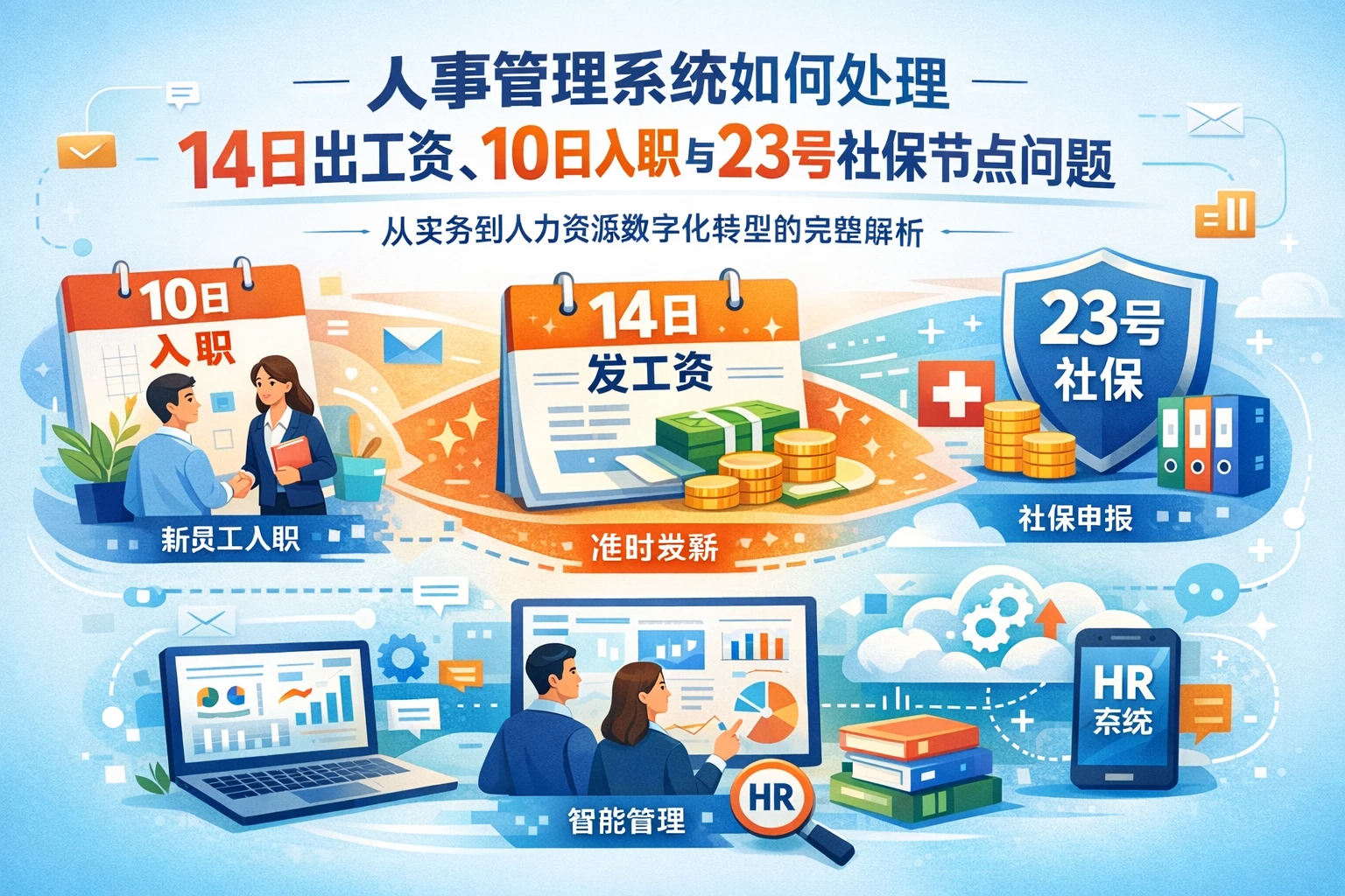 人事管理系统如何处理14日出工资、10日入职与23号社保节点问题:从实务到人力资源数字化转型的完整解析