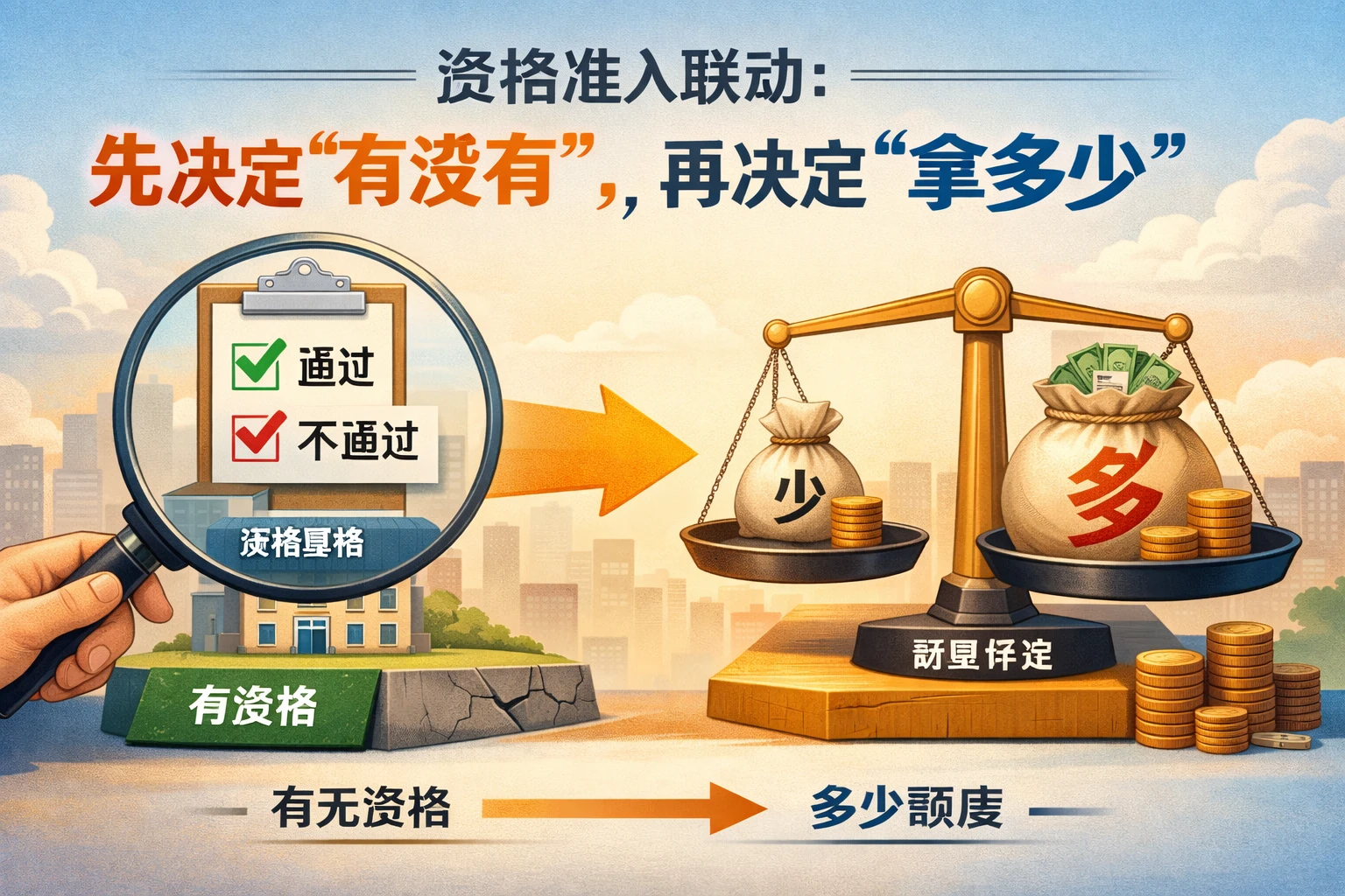 资格准入联动：先决定“有没有”，再决定“拿多少”