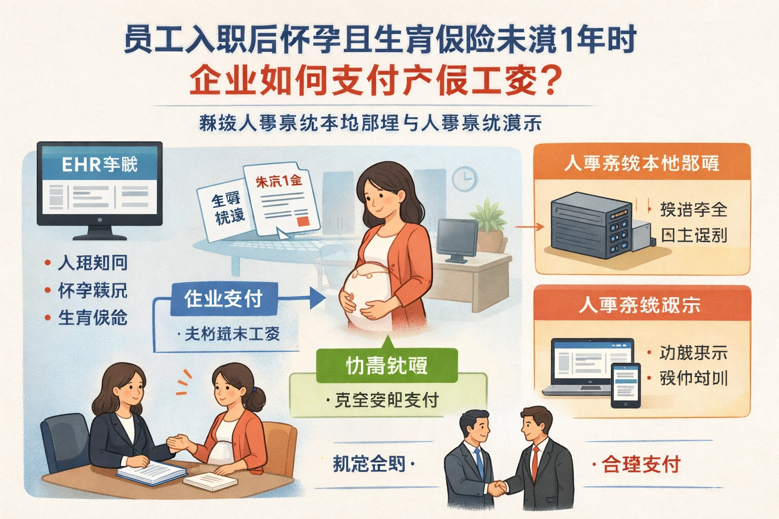 ehr系统视角下，员工入职后怀孕且生育保险未满1年时，企业如何支付产假工资｜兼谈人事系统本地部署与人事系统演示