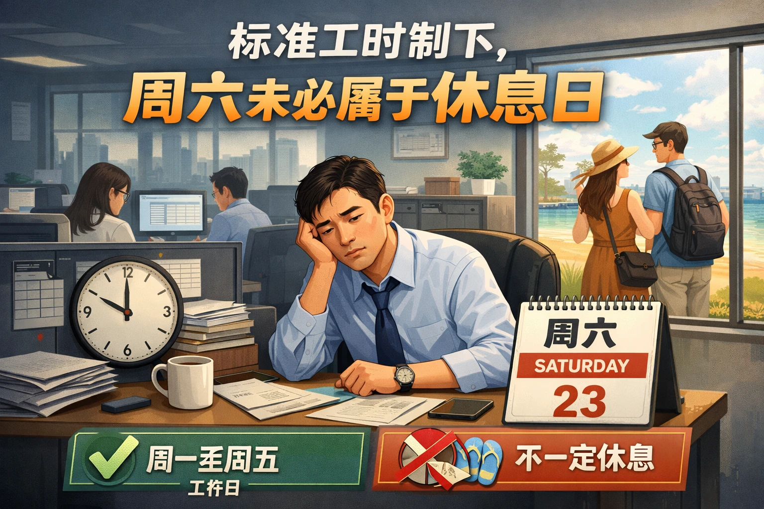 2. 标准工时制下，周六未必属于休息日