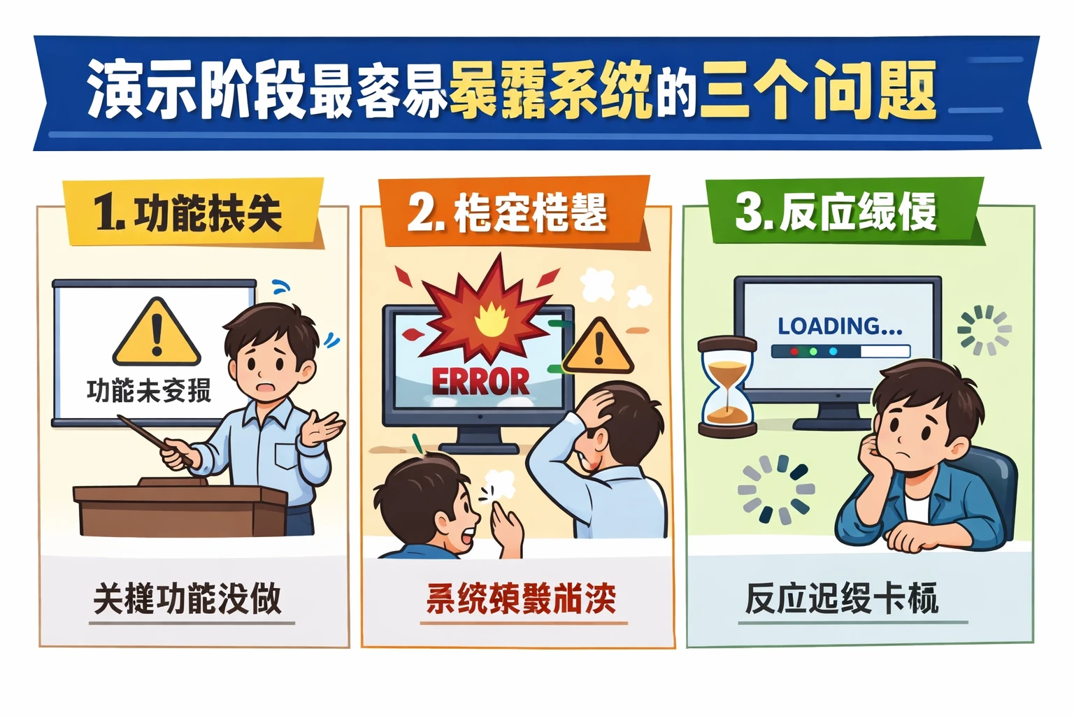 演示阶段最容易暴露系统的三个问题