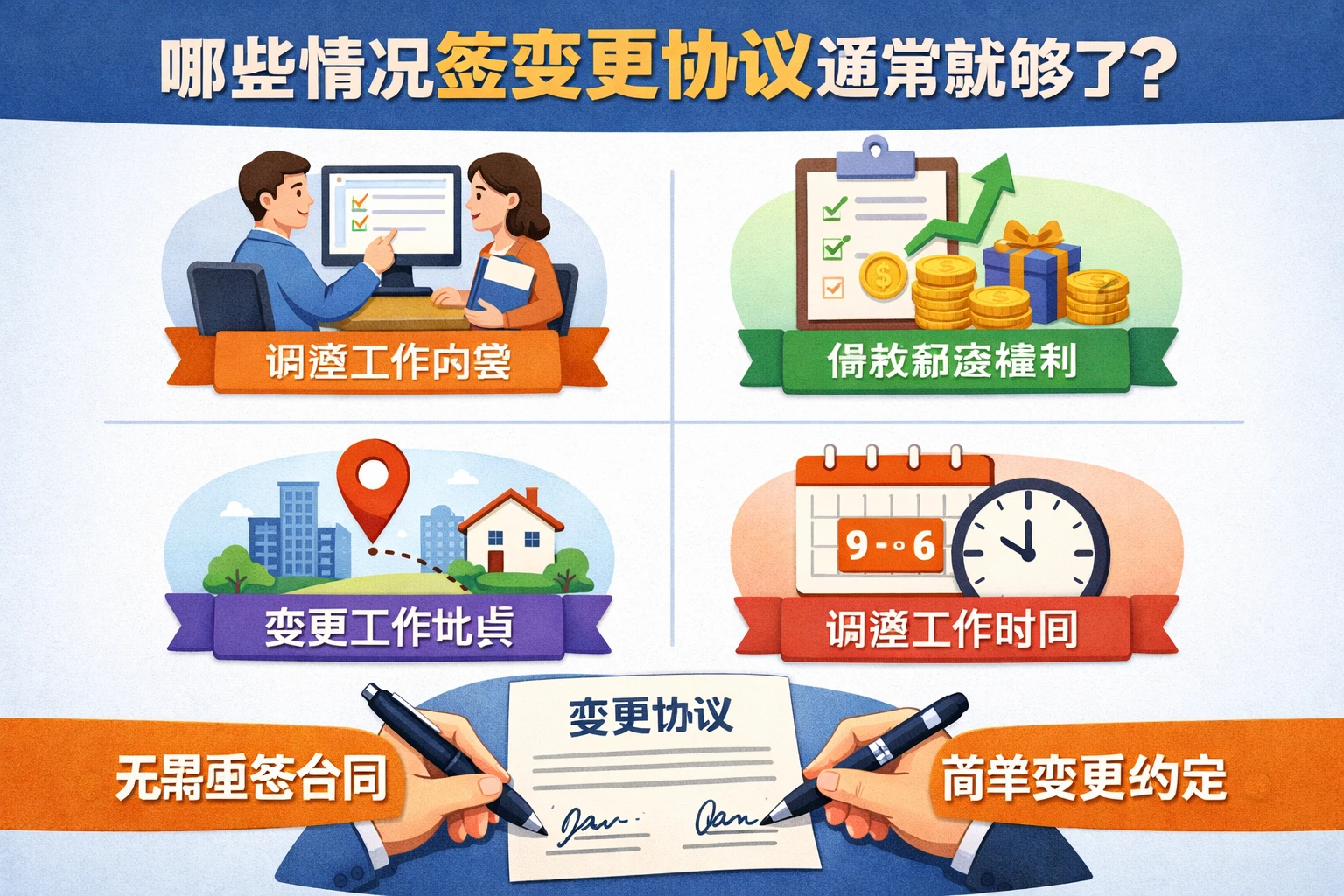 哪些情况签变更协议通常就够了