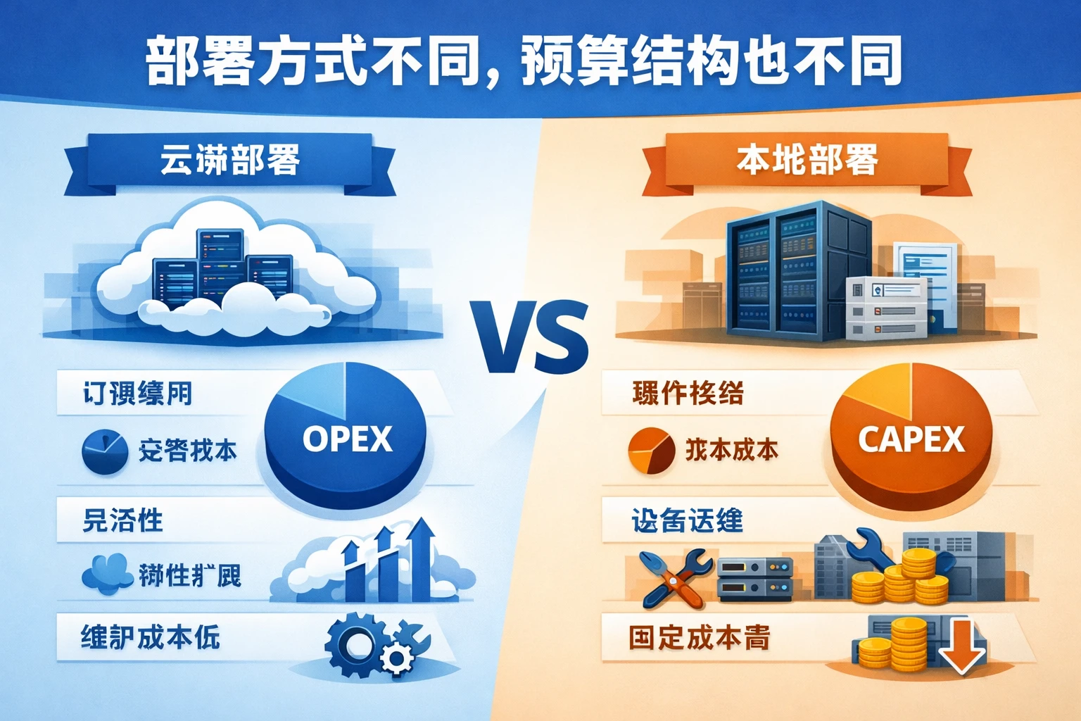 部署方式不同,预算结构也不同