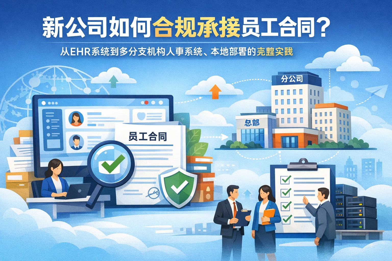 新公司如何合规承接员工合同?从ehr系统到多分支机构人事系统、本地部署的完整实践