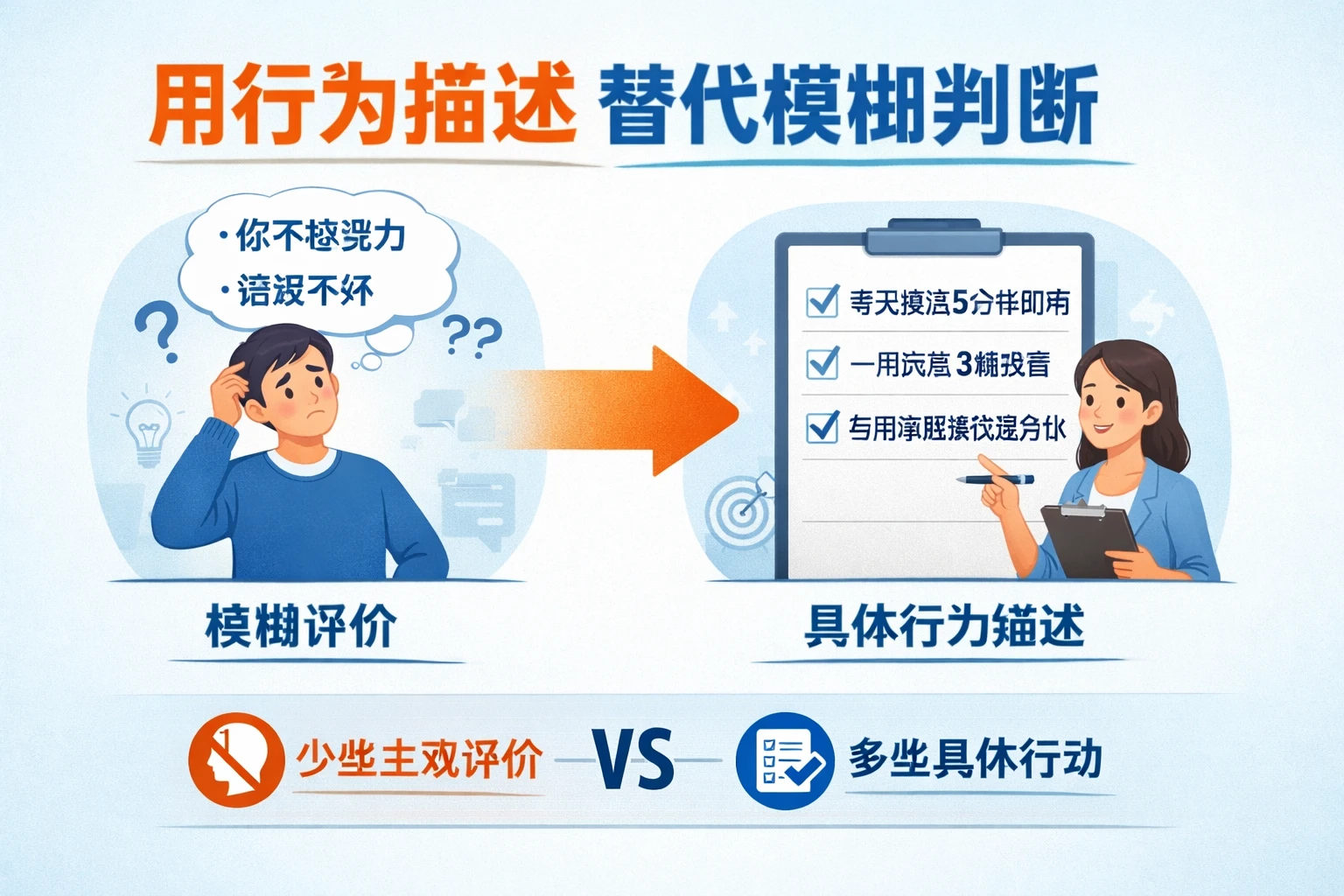 用行为描述替代模糊判断