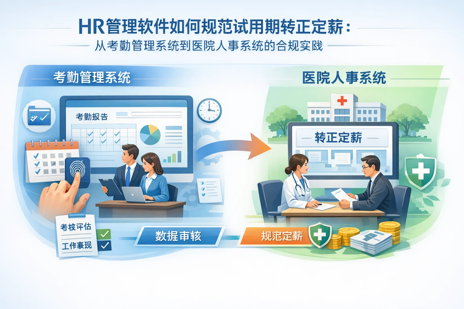 HR管理软件如何规范试用期转正定薪：从考勤管理系统到医院人事系统的合规实践