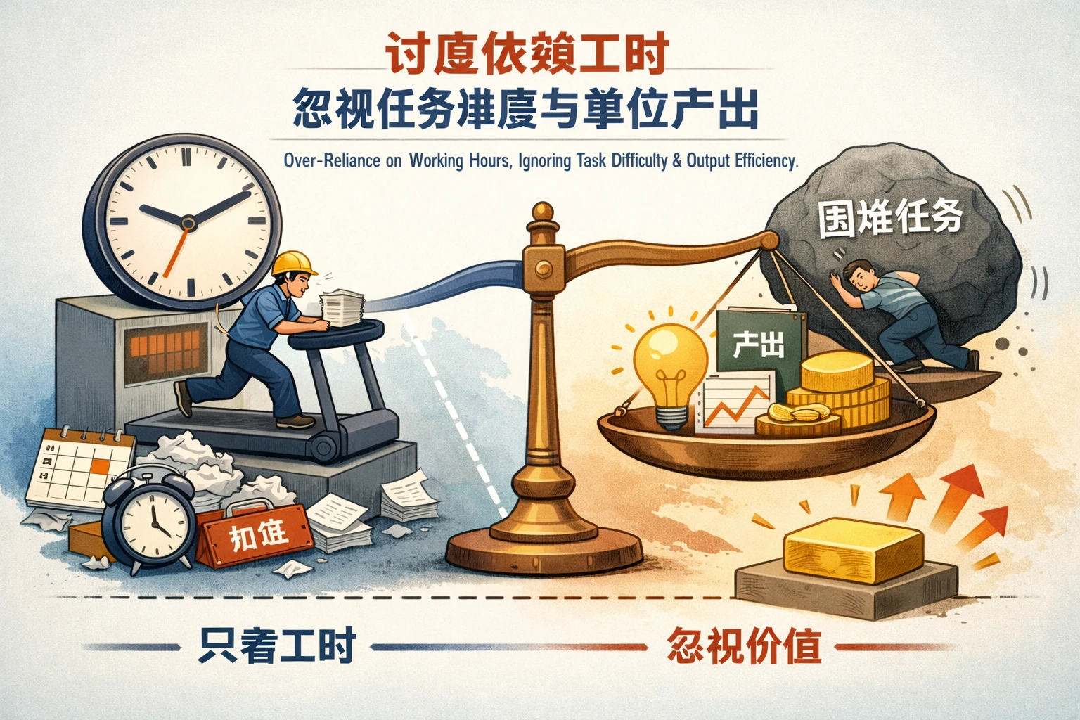 过度依赖工时，忽视任务难度与单位产出