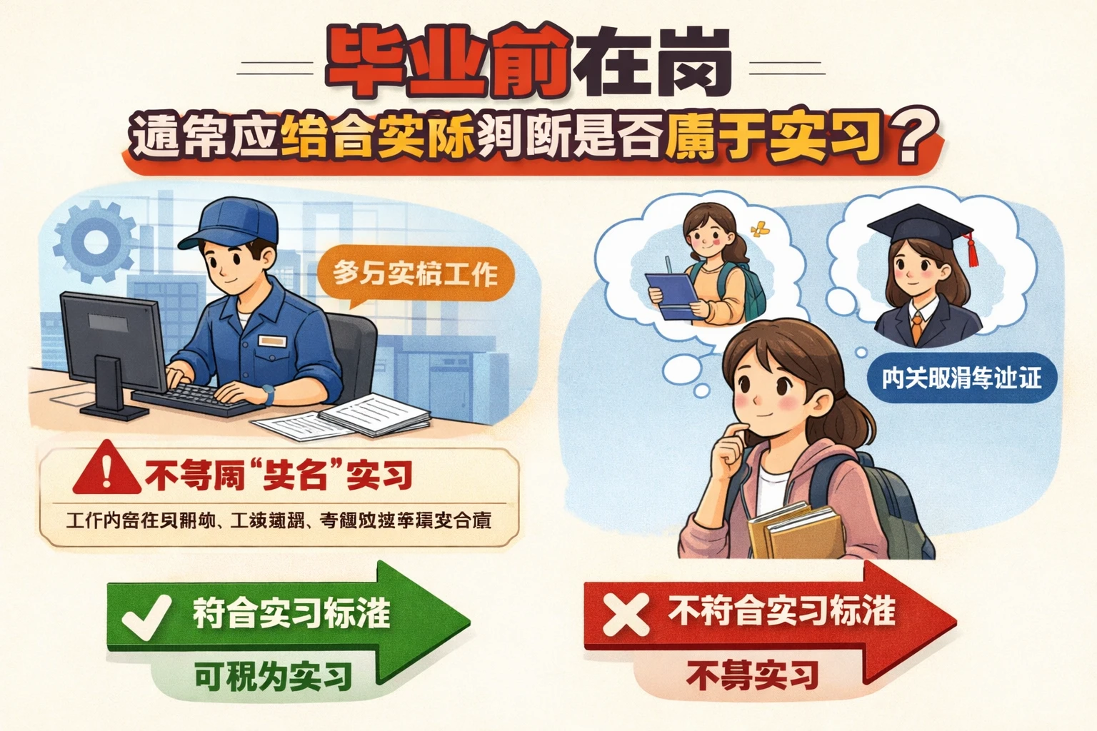 毕业前在岗，通常应结合实际判断是否属于实习