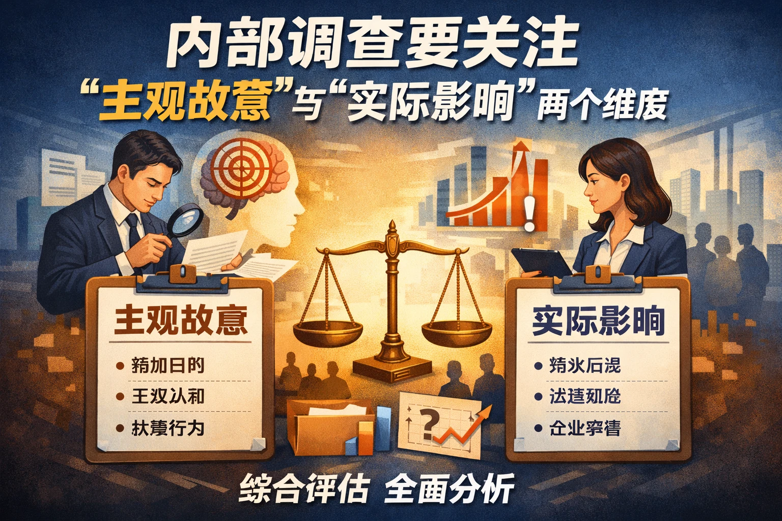 内部调查要关注“主观故意”与“实际影响”两个维度