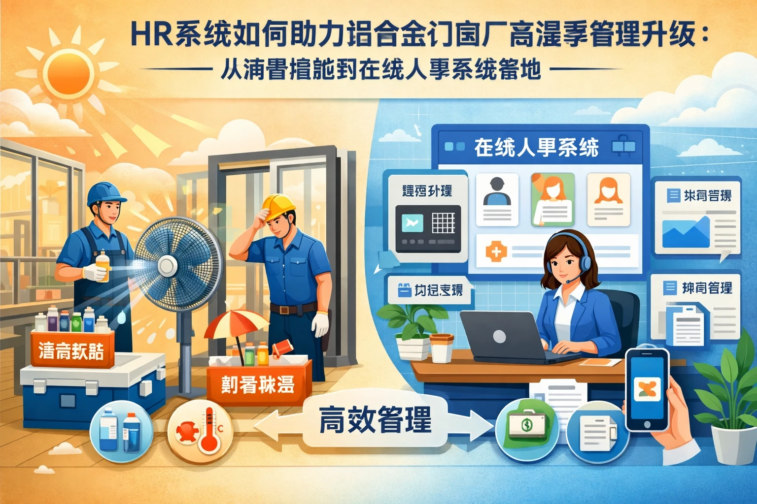 HR系统如何助力铝合金门窗厂高温季管理升级：从消暑措施到在线人事系统落地