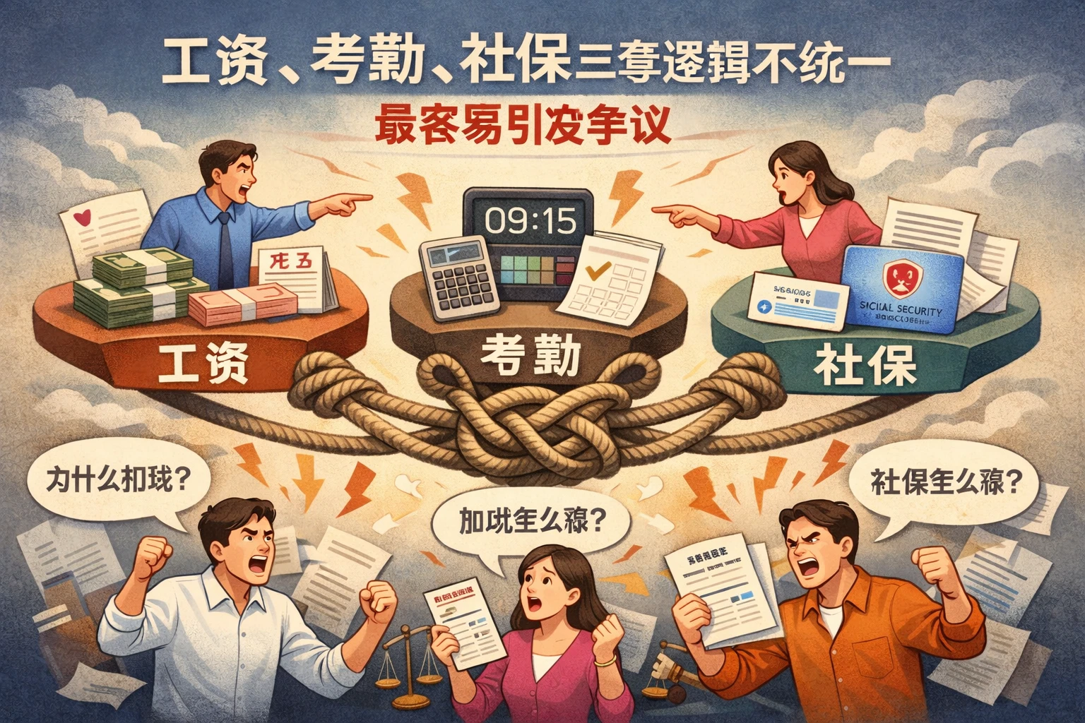 工资、考勤、社保三套逻辑不统一，最容易引发争议