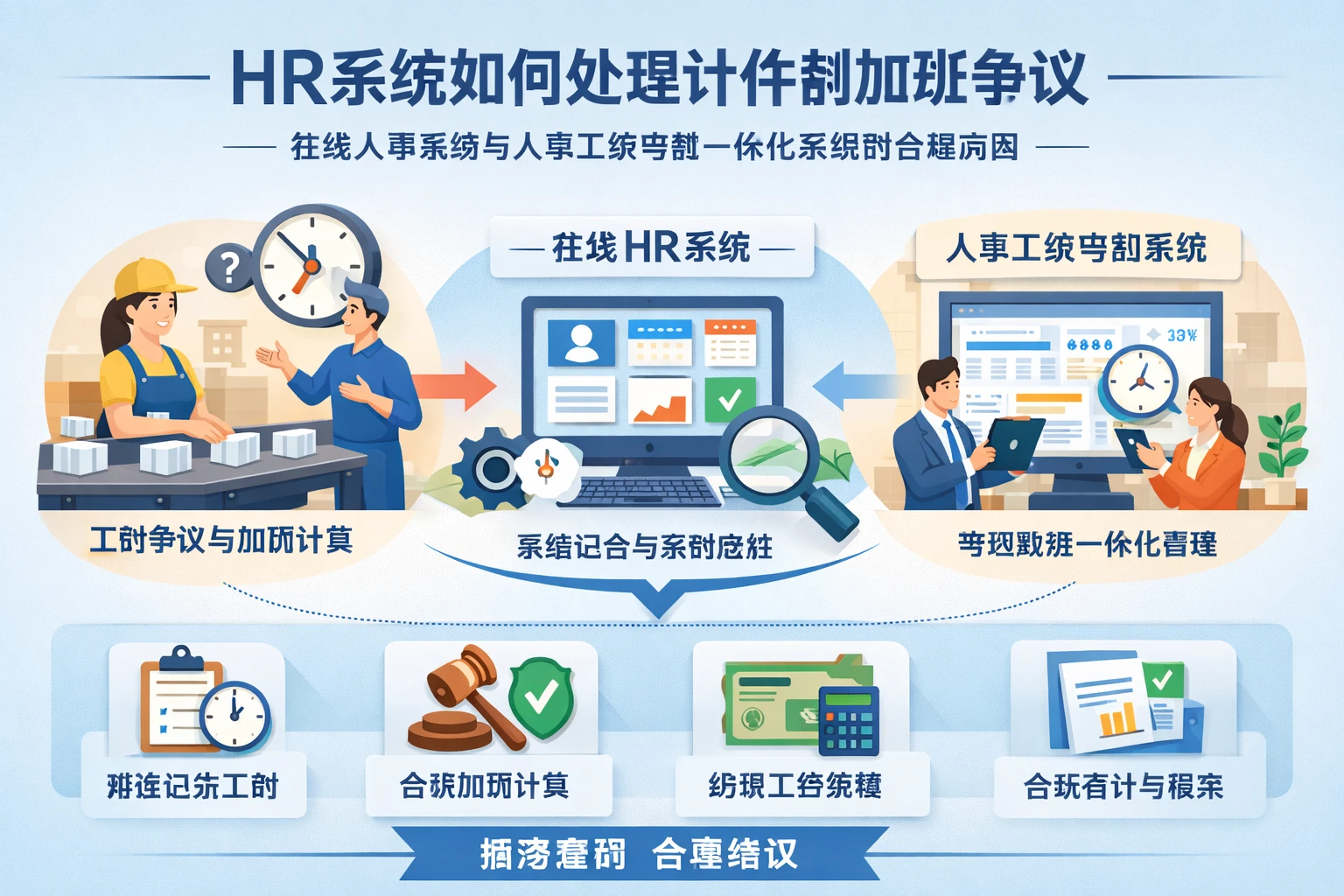 HR系统如何处理计件制加班争议:在线人事系统与人事工资考勤一体化系统的合规应用