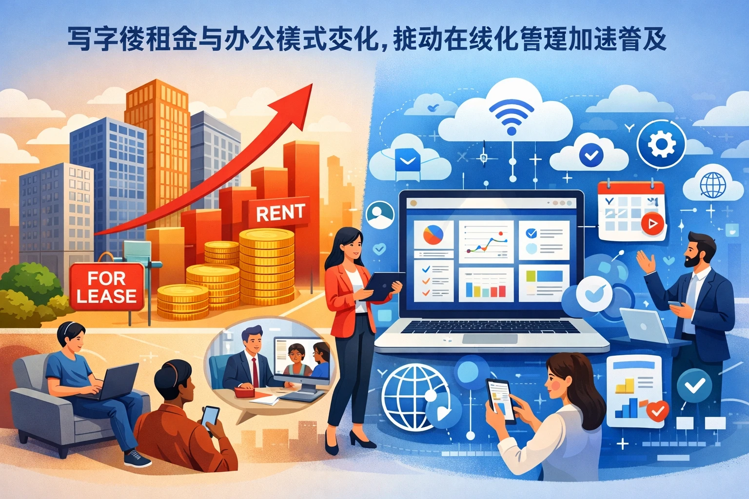 写字楼租金与办公模式变化，推动在线化管理加速普及