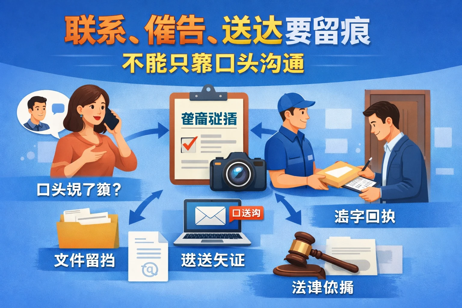 联系、催告、送达要留痕，不能只靠口头沟通