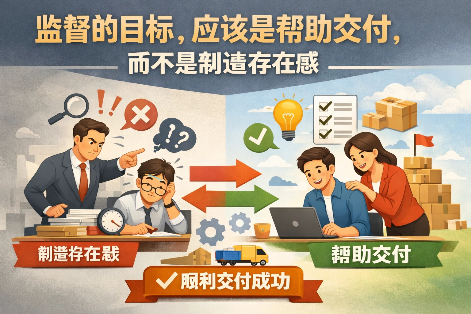 监督的目标，应该是帮助交付，而不是制造存在感