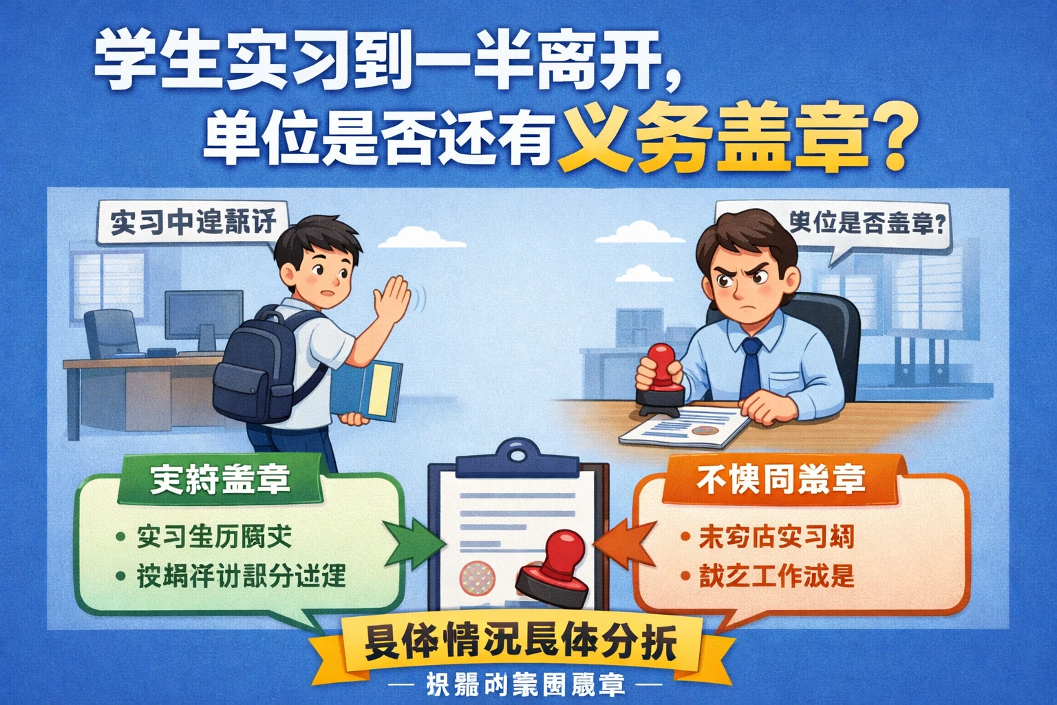 学生实习到一半离开，单位是否还有义务盖章