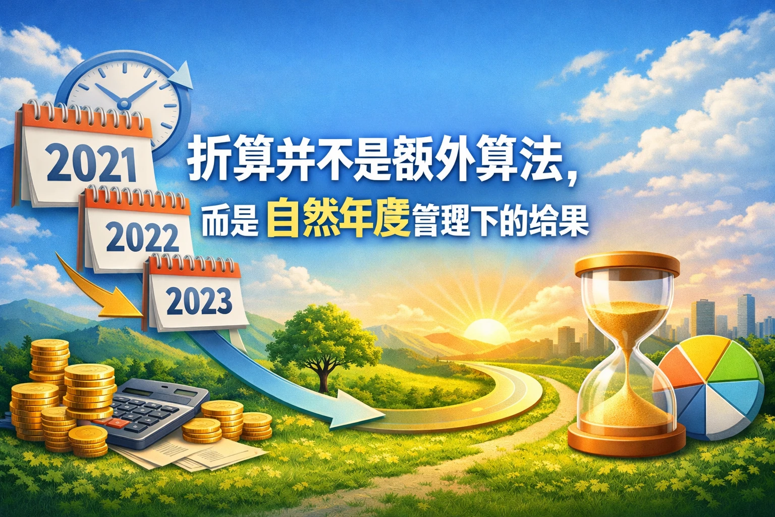 折算并不是额外算法，而是自然年度管理下的结果