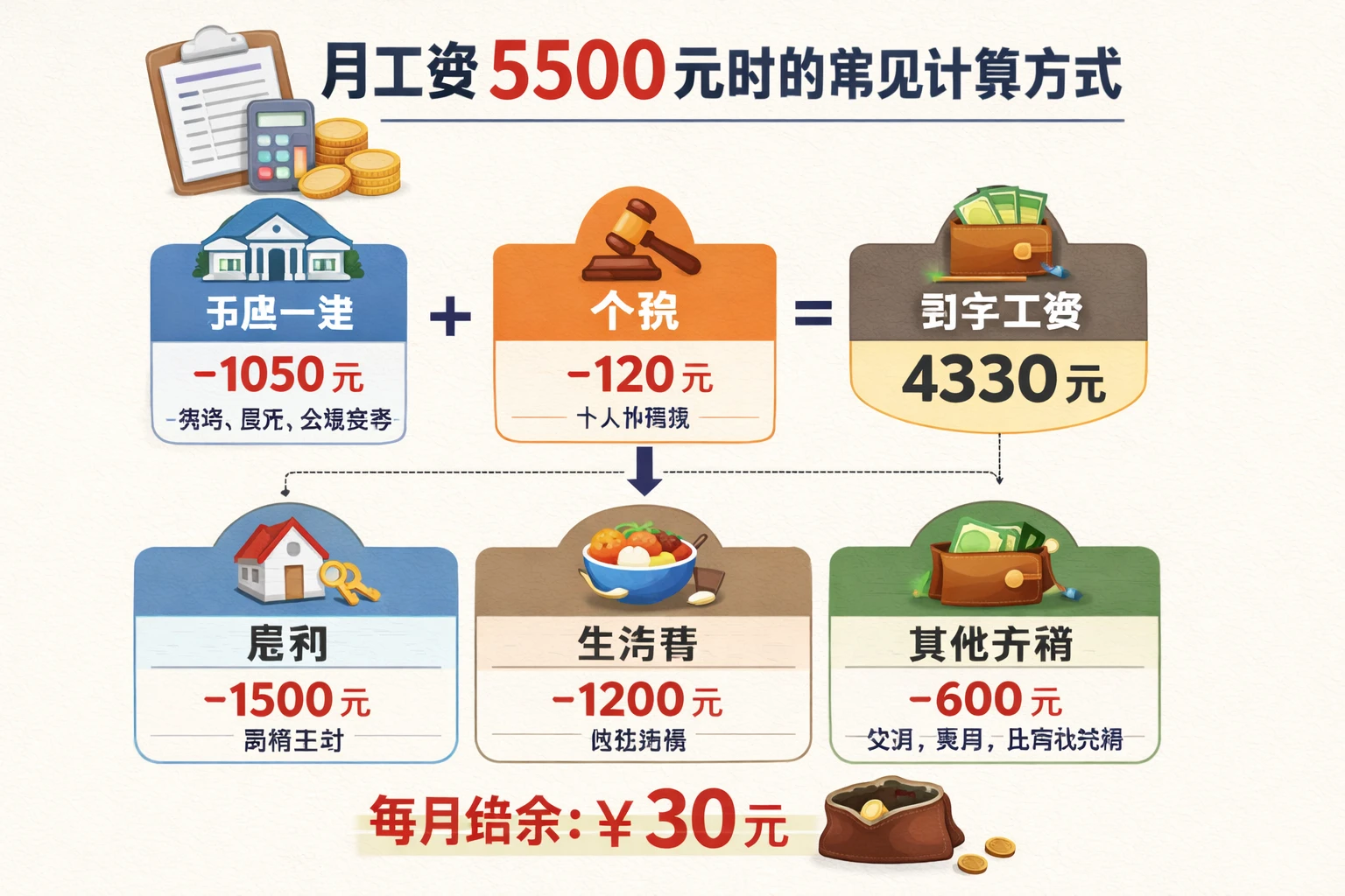 月工资5500元时的常见计算方式