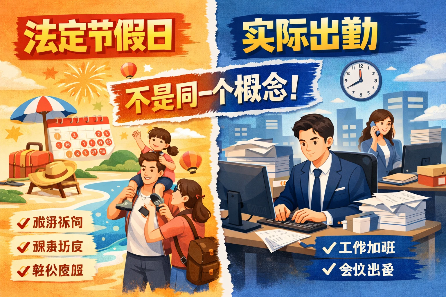 法定节假日与“实际出勤”不是同一个概念