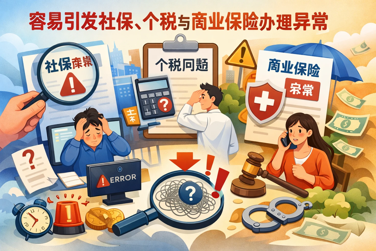 容易引发社保、个税与商业保险办理异常