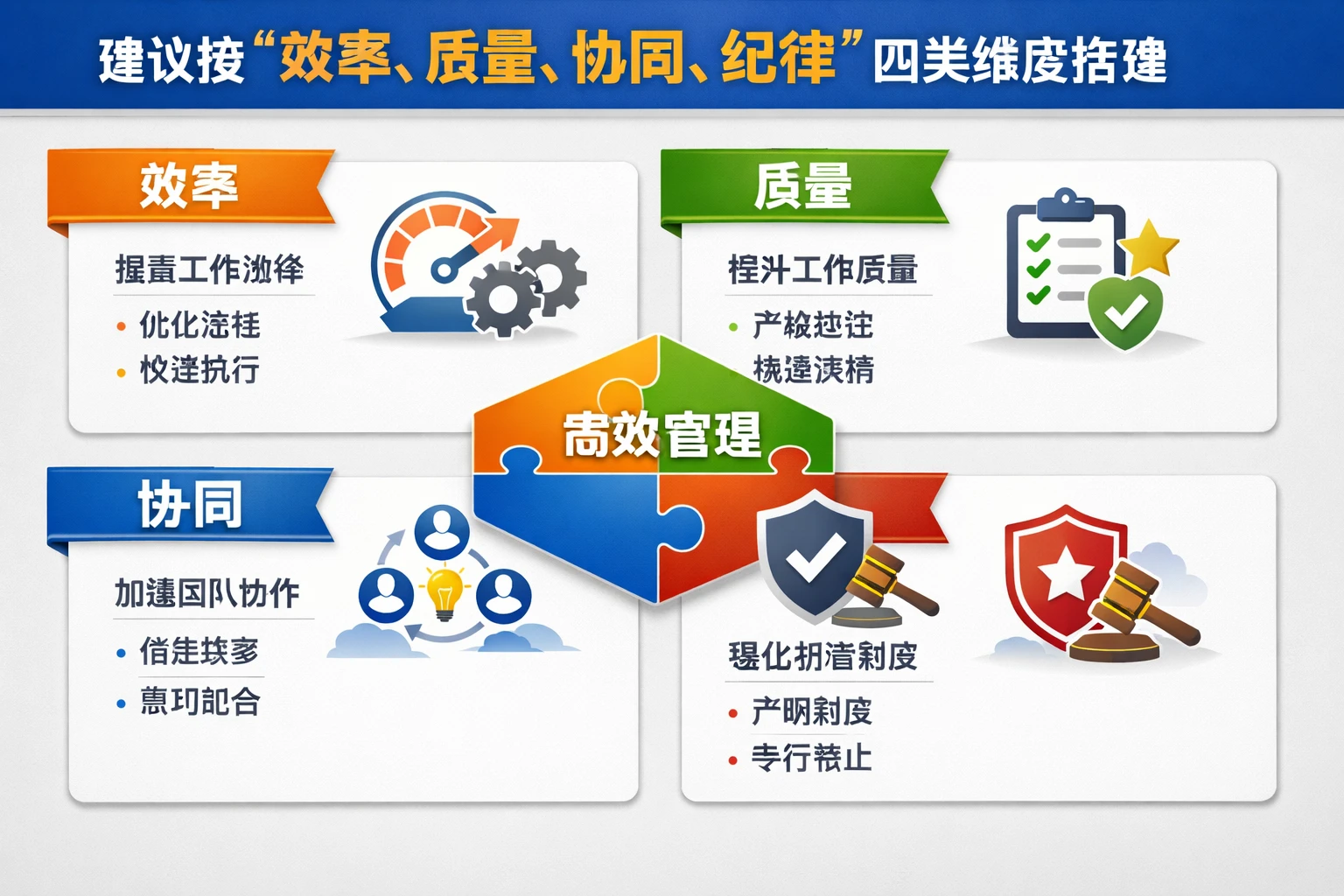 建议按“效率、质量、协同、纪律”四类维度搭建