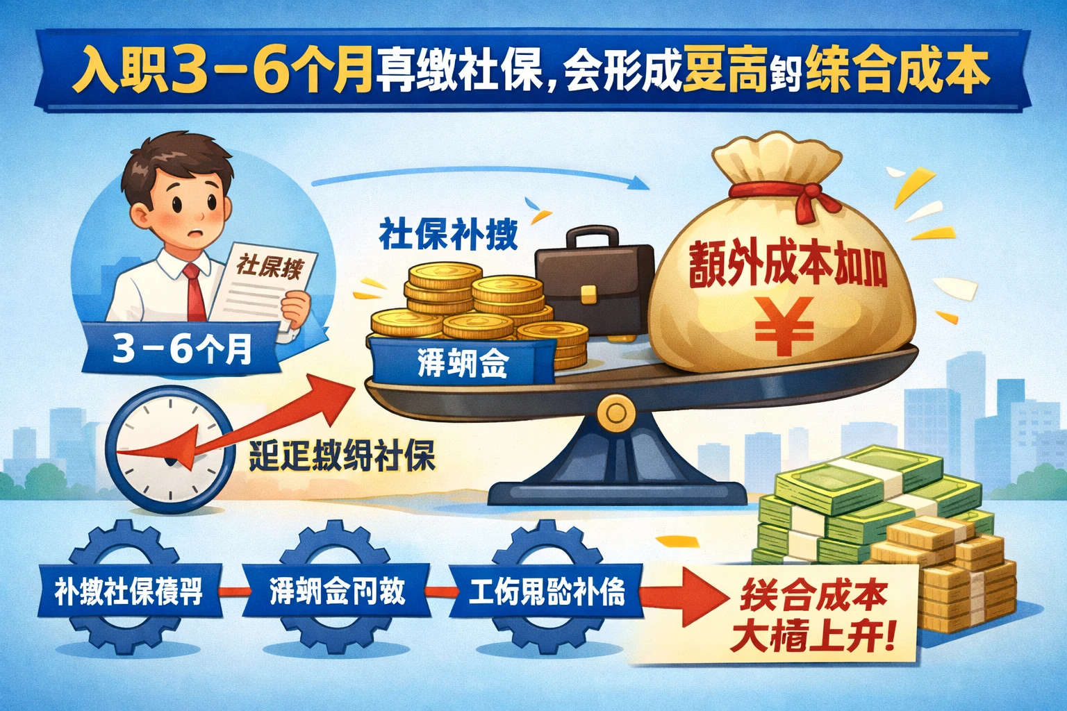 入职3—6个月再缴社保，会形成更高的综合成本