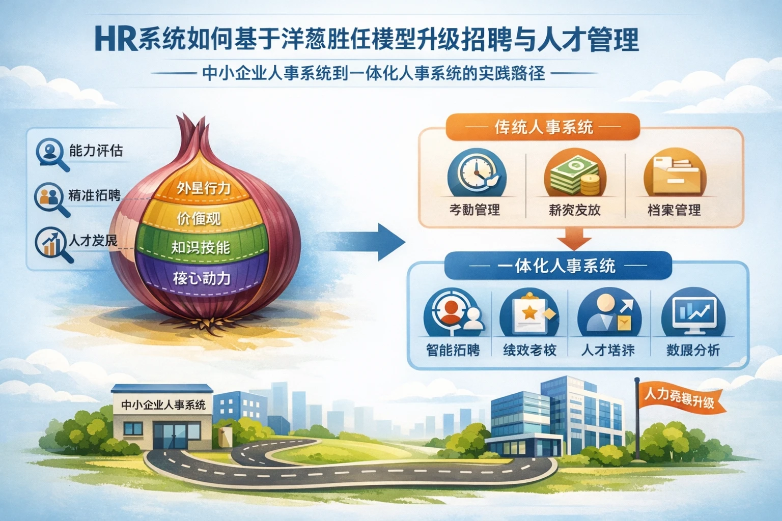 HR系统如何基于洋葱胜任模型升级招聘与人才管理——中小企业人事系统到一体化人事系统的实践路径