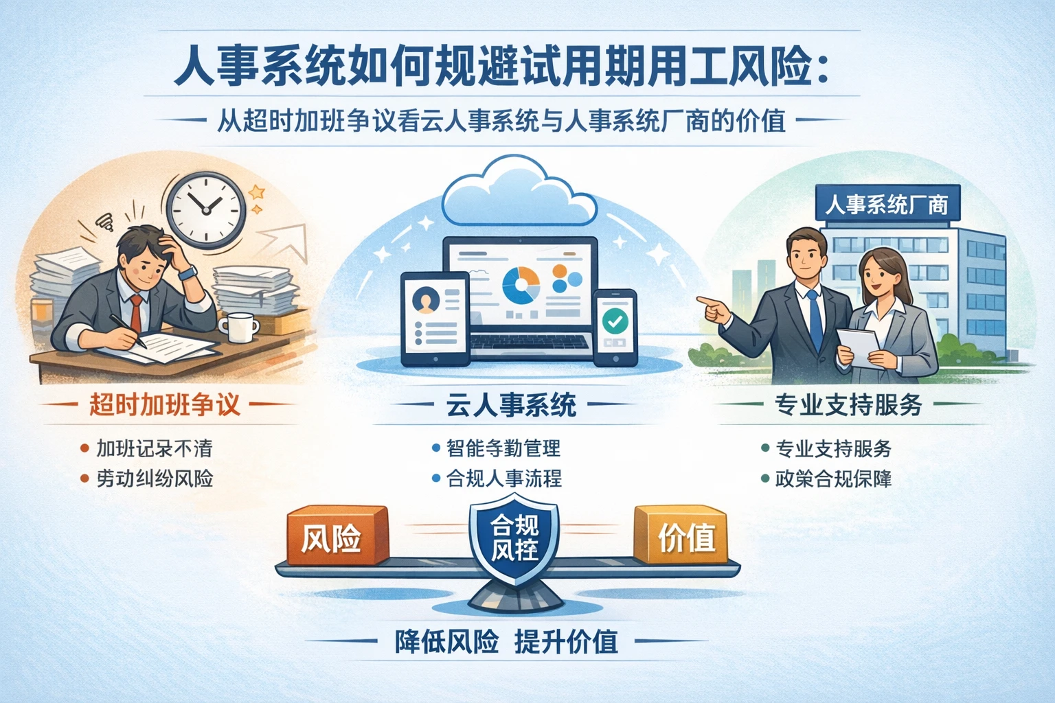 人事系统如何规避试用期用工风险：从超时加班争议看云人事系统与人事系统厂商的价值