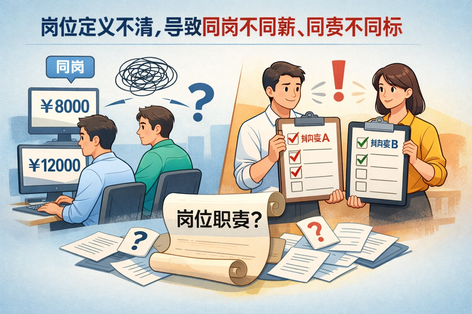 岗位定义不清，导致同岗不同薪、同责不同标