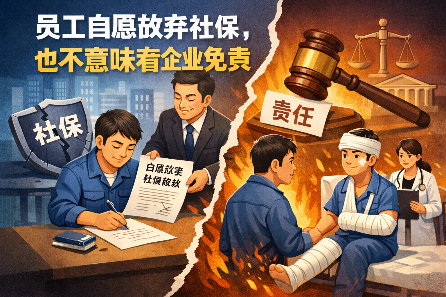 员工自愿放弃社保，也不意味着企业免责